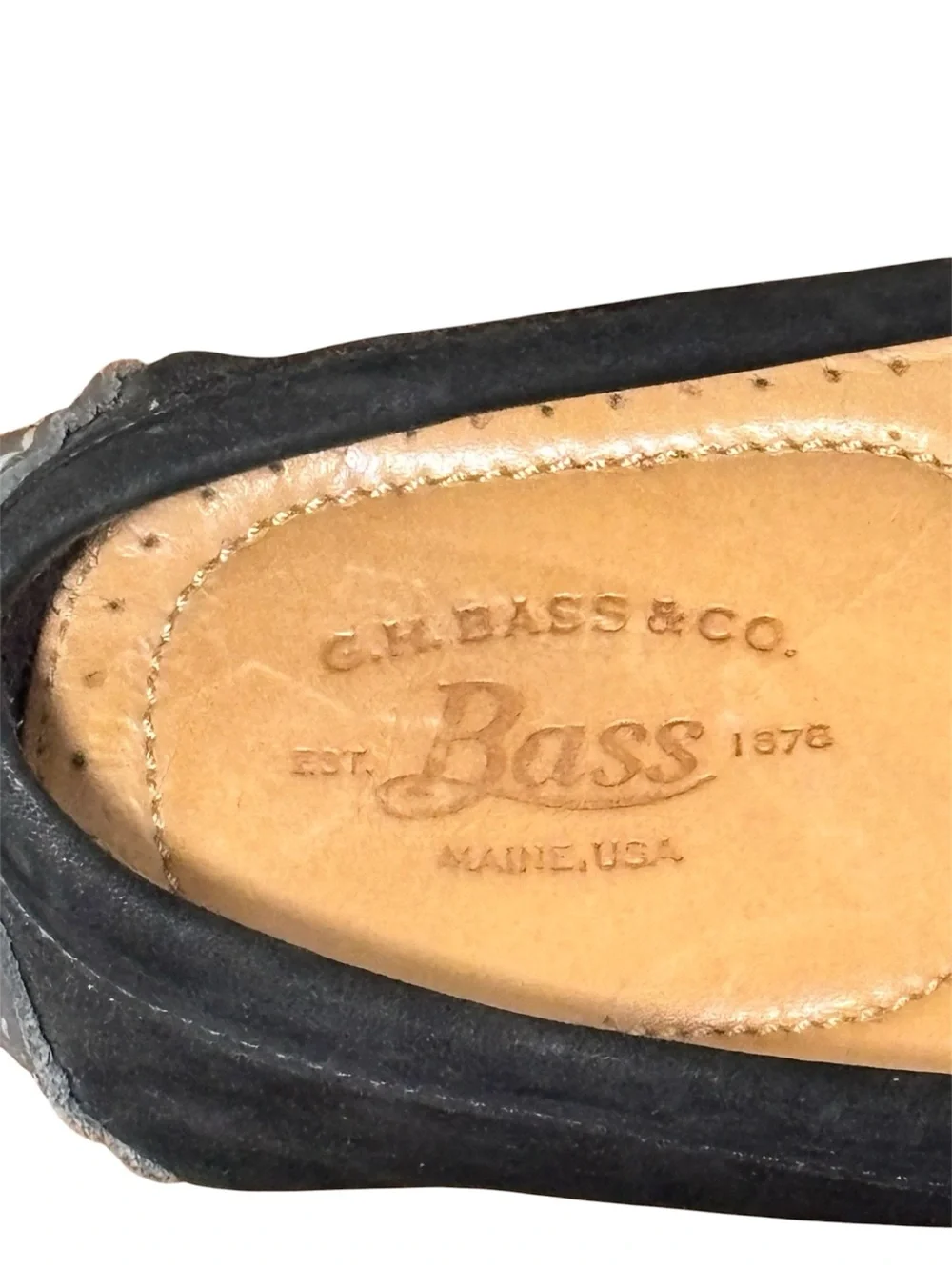 G.H. Bass & Co. black suede driving moccasin loafers. Black Suede. Men’s 11